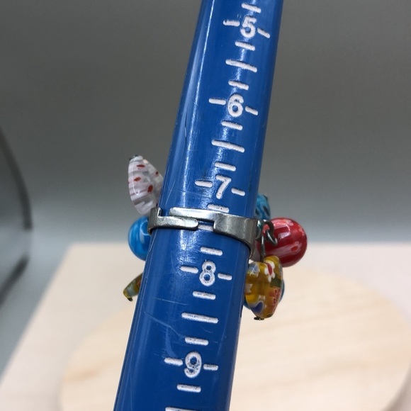 Millefiori Art Glass Bead Cluster Ring Murano Style Boho Statement Size - Picture 5 of 5